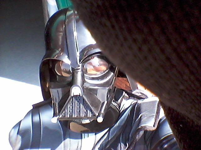 Me, dressed as Darth Vader taking a selfie.